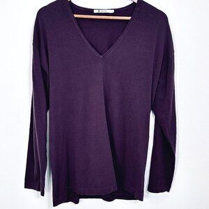 Alexander Wang Purple Brown V Neck Long Sleeve Casual Shirt Women's Size Med
